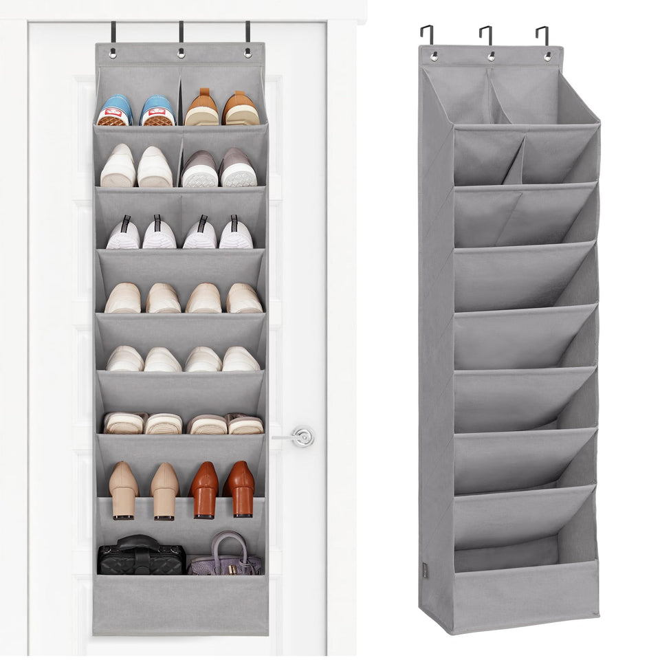 Storage Maniac over-the-door shoe organizer with large pockets for efficient shoe storage.