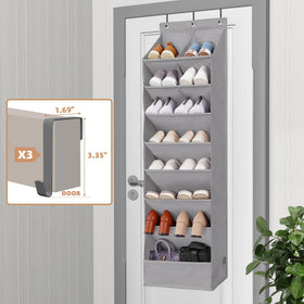 Storage Maniac three-hook system allows hanging on doors, walls, or closet rods.