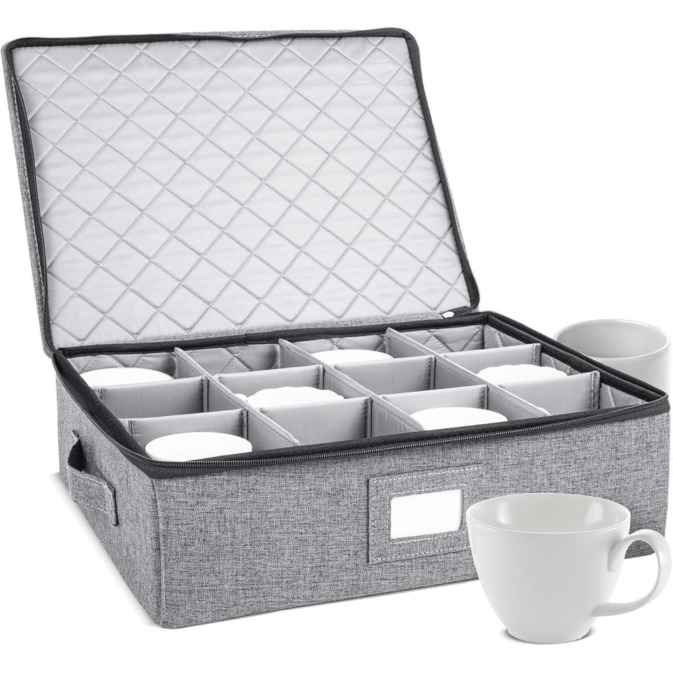 storageLAB cup and mug storage case with hard shell protecting dishes on the go