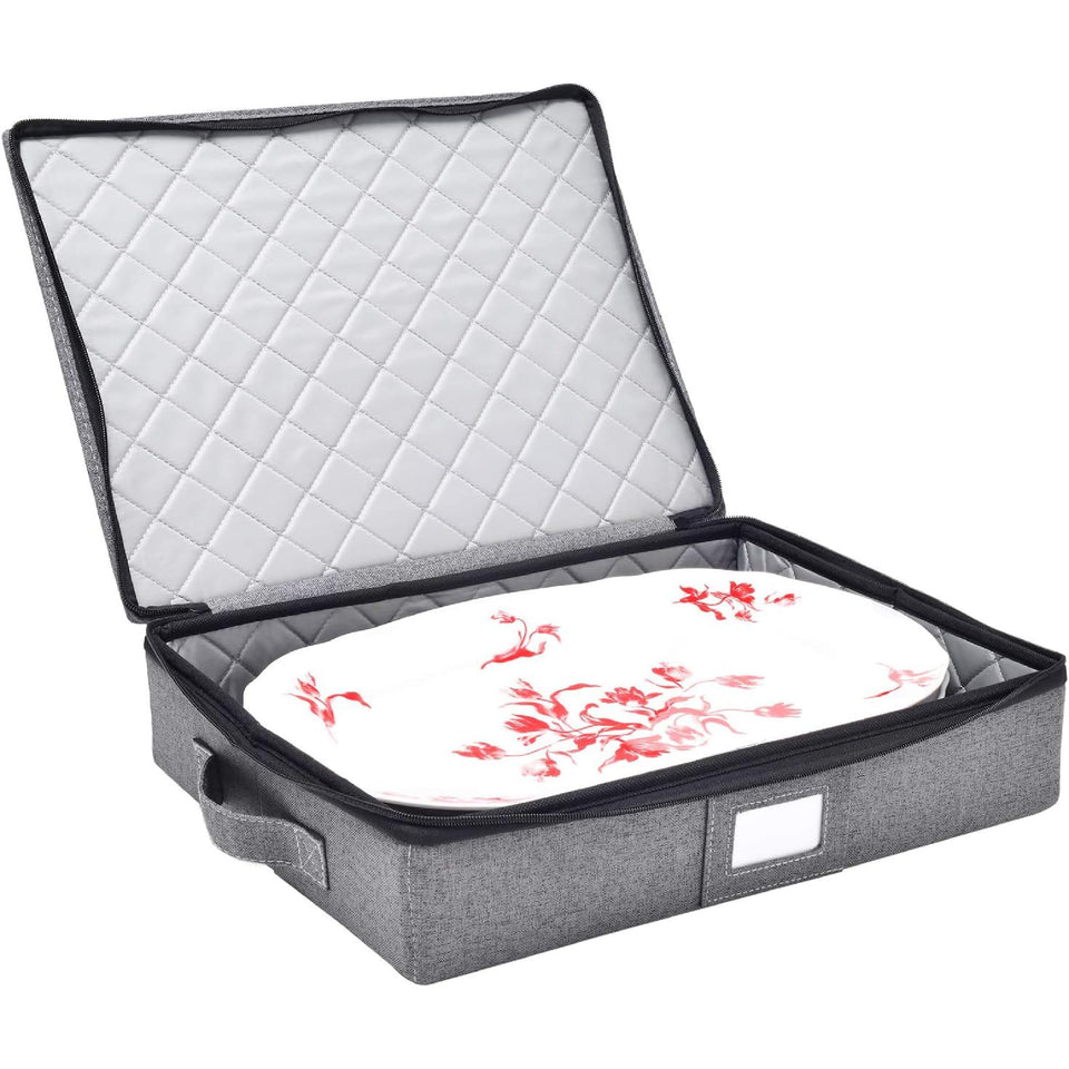 Storagelab platter storage with a hard shell exterior protects dishes during transport.