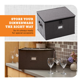 storageLAB stemware organizer with dividers and quilted interior for safe stacking