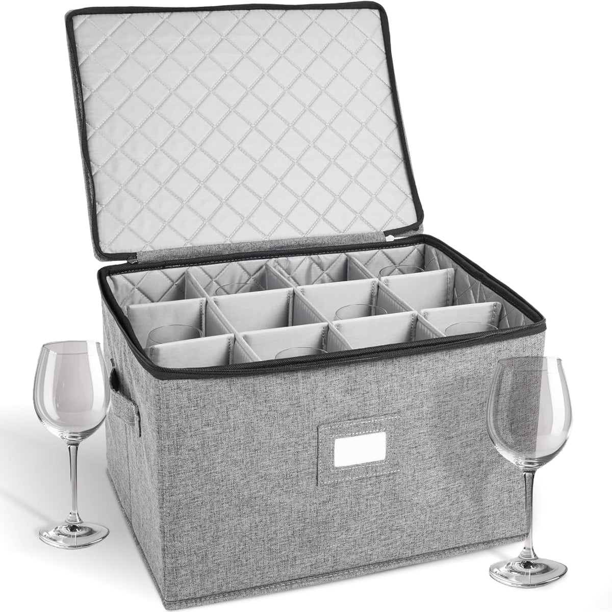 storageLAB wine glass storage container with hard shell for protective transport