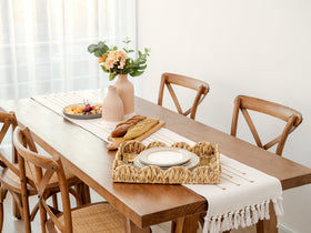 StorageWorks decorative tray on a nightstand, perfect for small items.