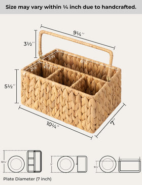 StorageWorks wicker caddy with handle, portable for table or picnic