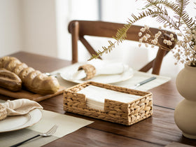 StorageWorks handwoven napkin holder with iron frame offers durable countertop organization.