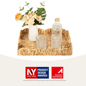 StorageWorks water hyacinth tray with handles, close-up, easy to carry.
