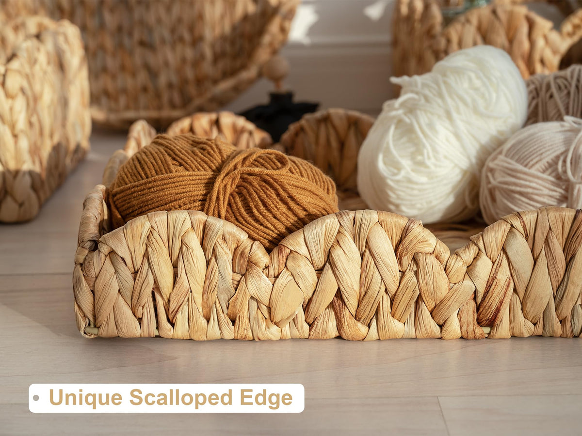 StorageWorks wicker tray used as a centerpiece with natural texture for the room.