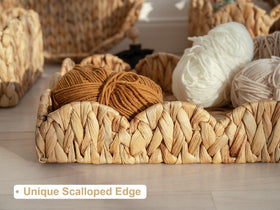 StorageWorks wicker tray used as a centerpiece with natural texture for the room.