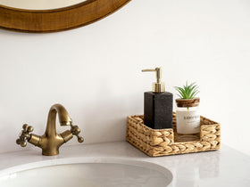 StorageWorks water hyacinth holder shows natural texture and handwoven charm