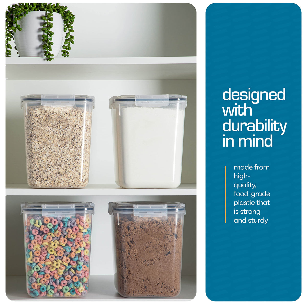 Storeganize measuring scoop set included for precise portions with the containers.