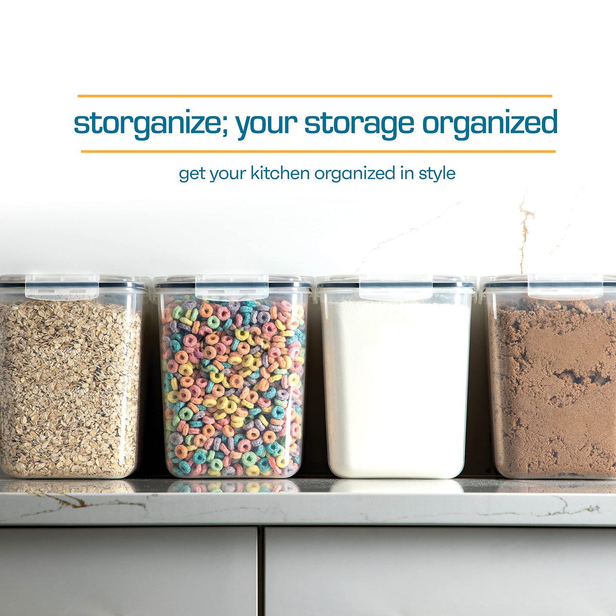 Storeganize pantry organizer kit for a tidy, organized kitchen.