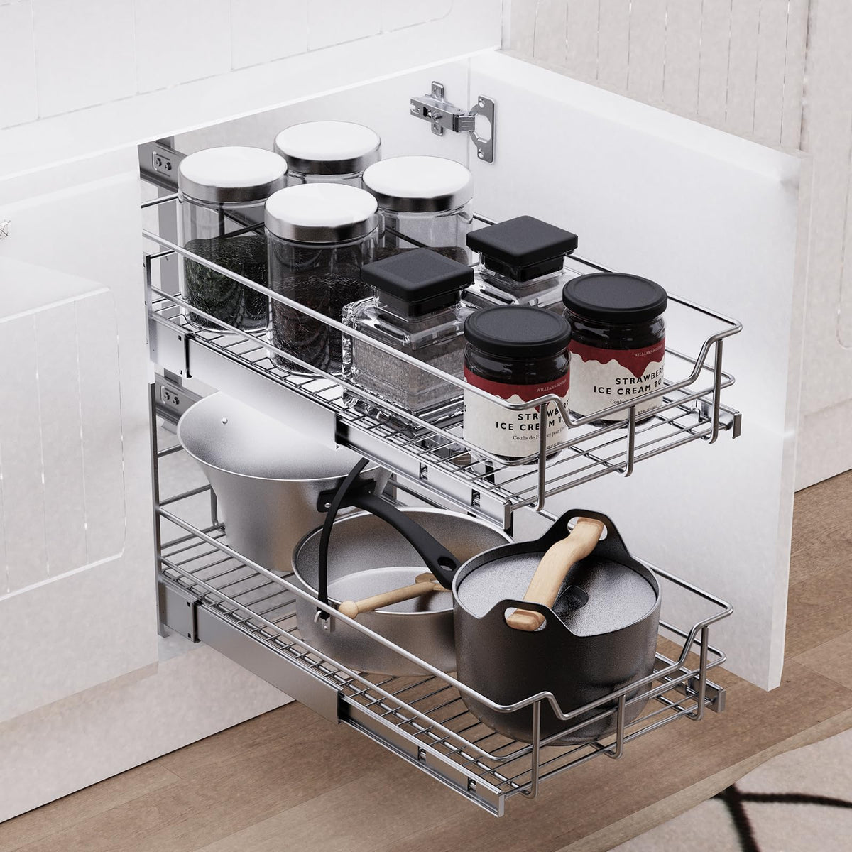 STORKING adjustable height 12.4 to 15.4 inches fits varied cabinets.
