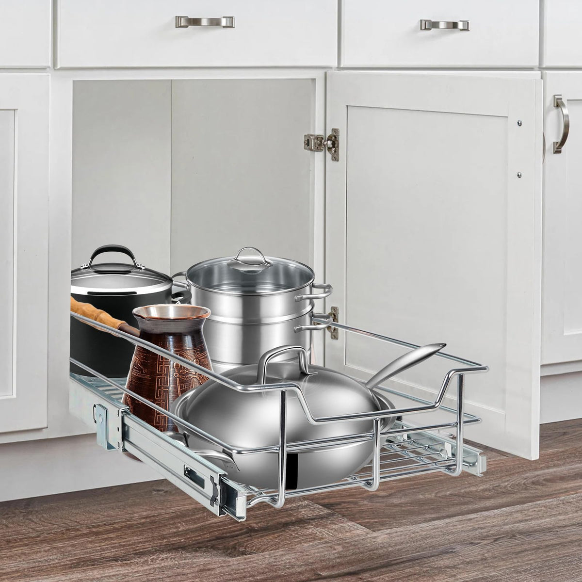 STORKING durable space-saving solution enhances cabinet storage and access.