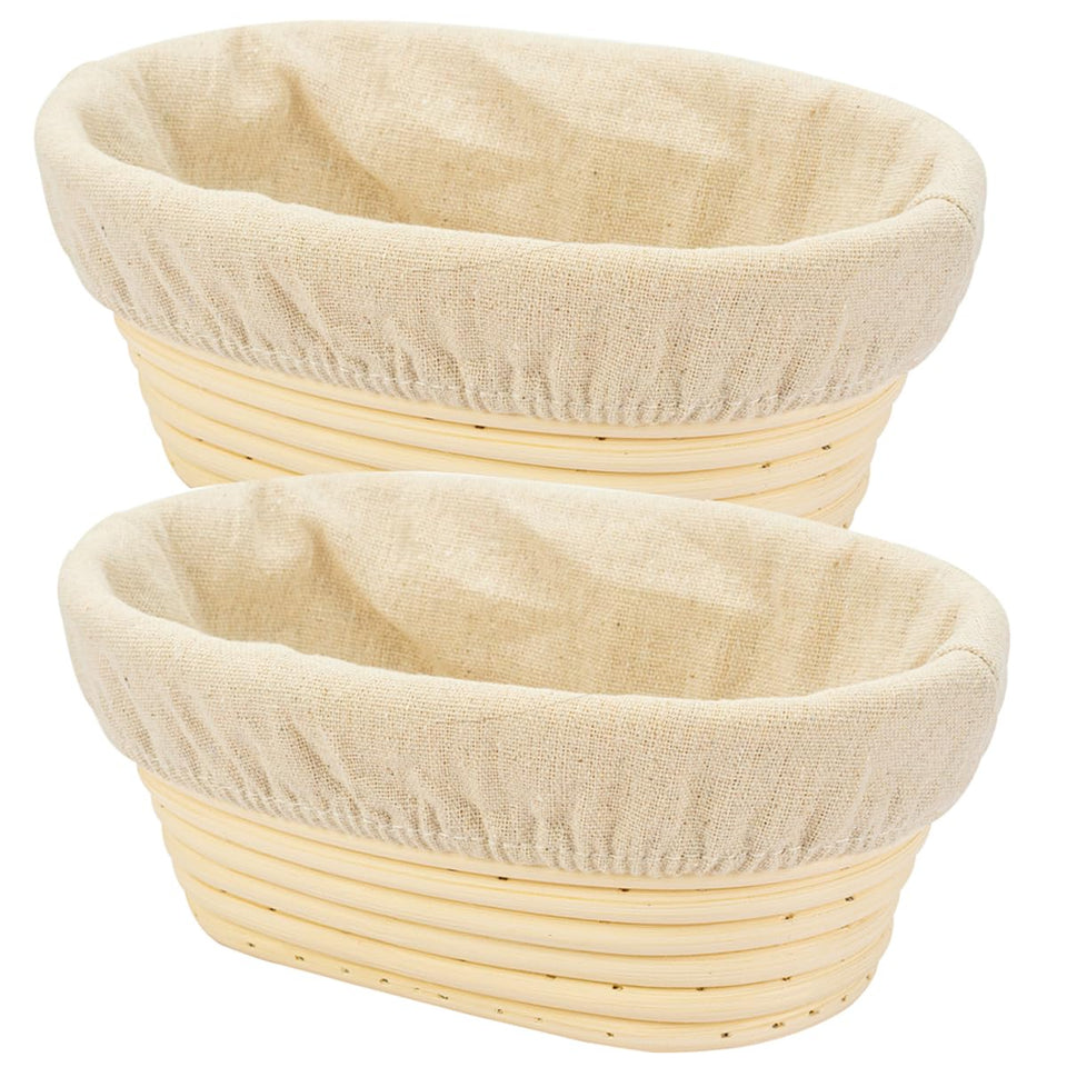 Stormshopping 2pc 8-inch oval banneton baskets for even dough rise