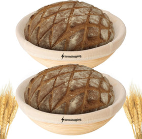 Stormshopping Banneton bread proofing basket 7-inch two-pack for artisan dough shaping.