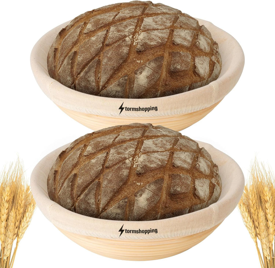Stormshopping Banneton bread proofing basket 7-inch two-pack for artisan dough shaping.