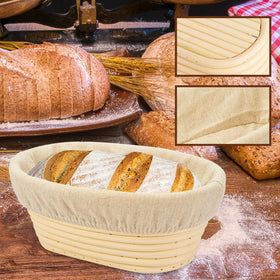 Stormshopping oval banneton in use, dough holds shape