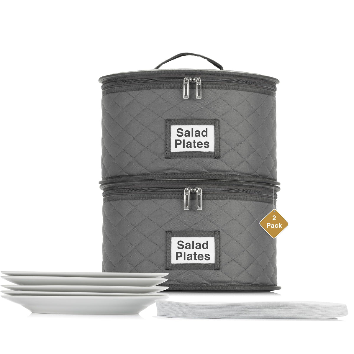 STOZU 2-pack 10-inch plate case with quilted interior protecting dinnerware during storage.