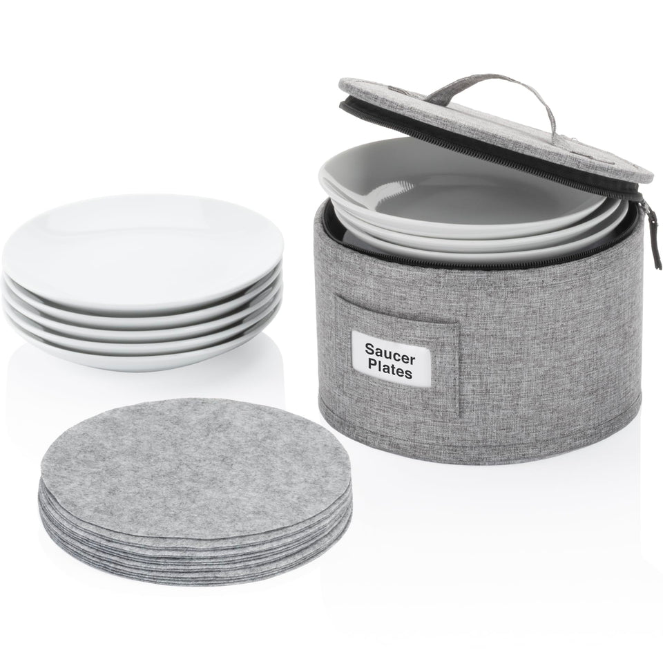 STOZU china storage container neatly stores plates and saucers, protecting them from chips.