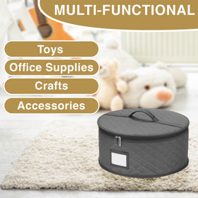 STOZU versatile round cases store bakeware, bowls, mugs.