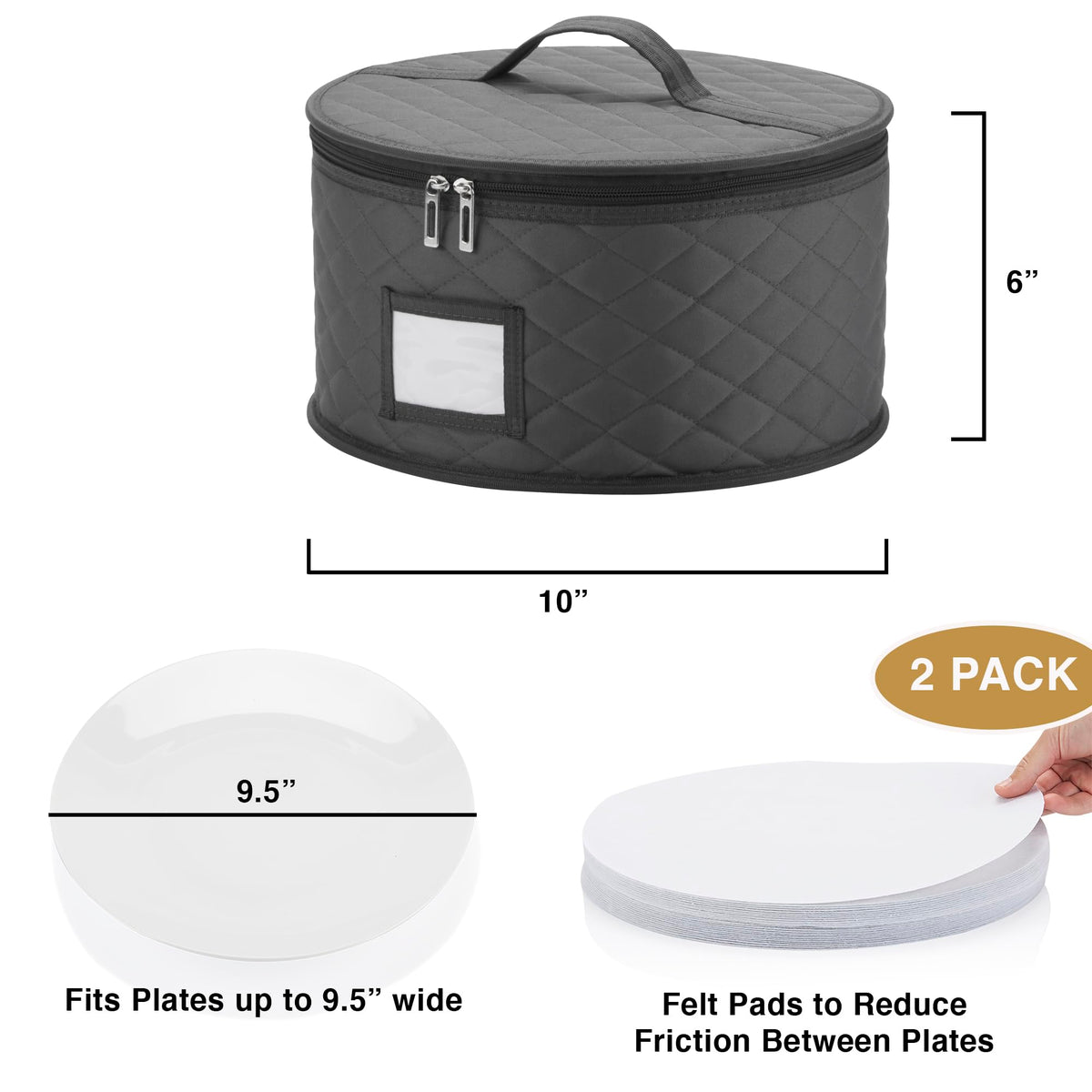 STOZU case with 12 felt separators keeps plates neatly organized.