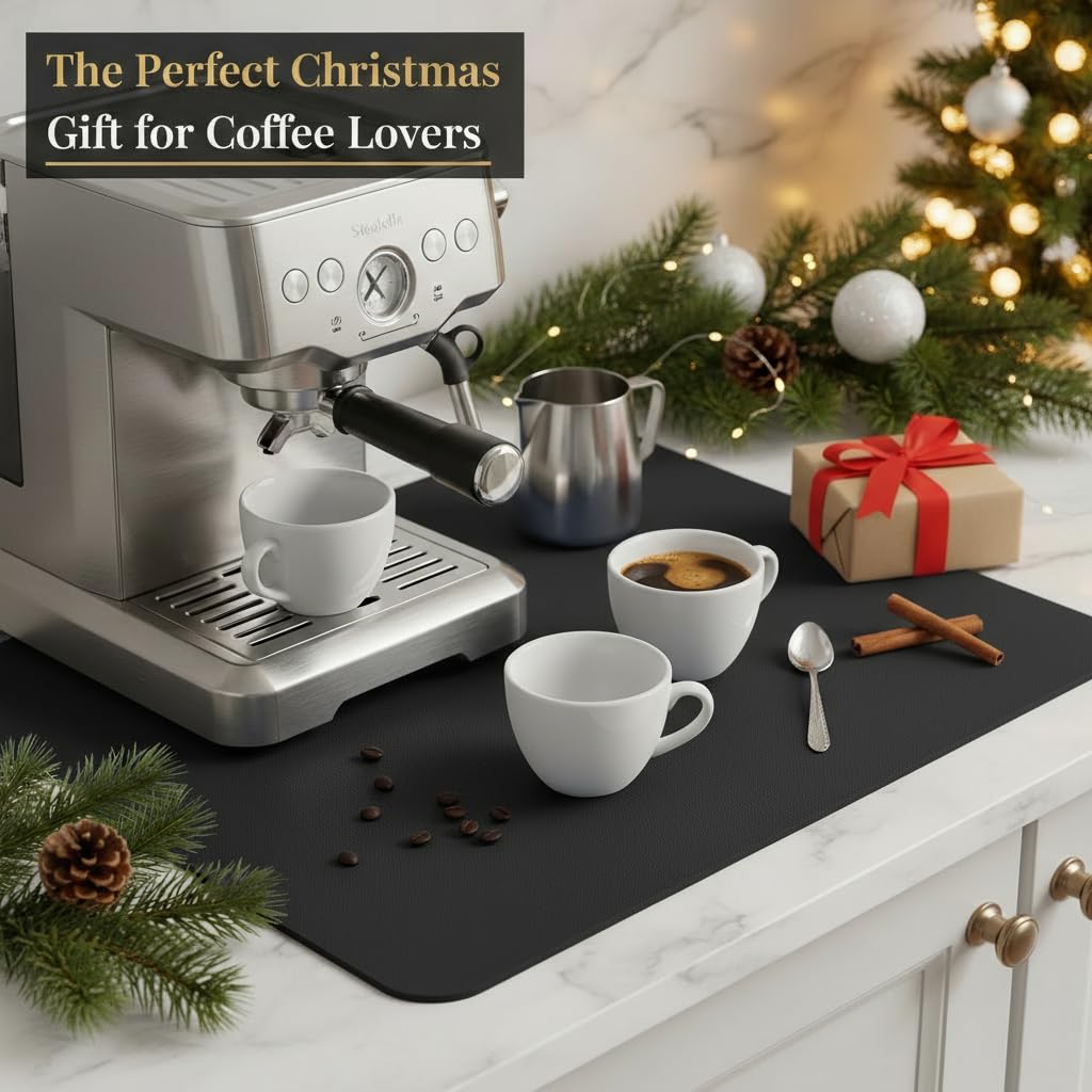 Strabella kitchen countertop mat on a busy counter