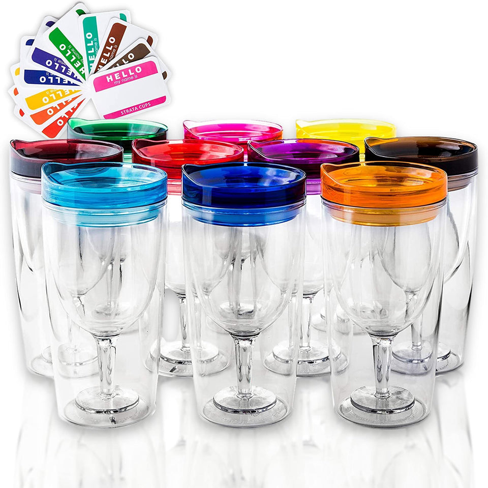 STRATA CUPS insulated-wine-tumbler-lid view shows spill-free outdoor sipping.