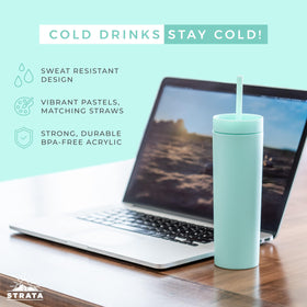 STRATA CUPS matte finish skinny tumbler offers comfortable grip.