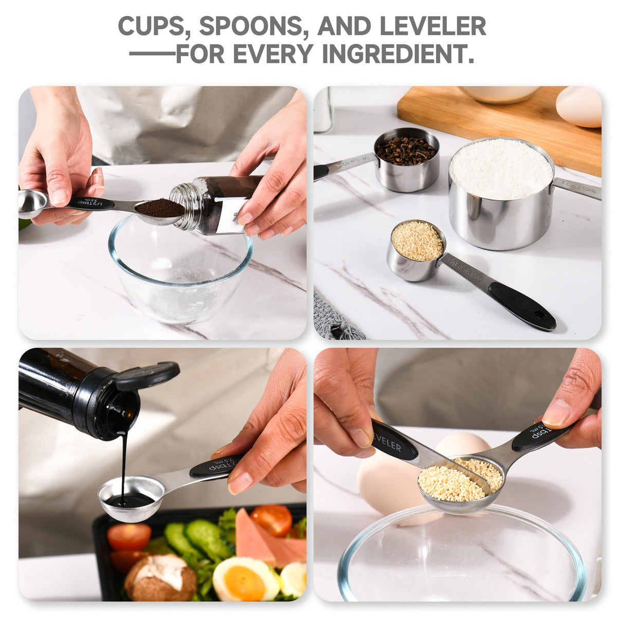 Strelitsia 14-piece set covers dry and liquid ingredients.