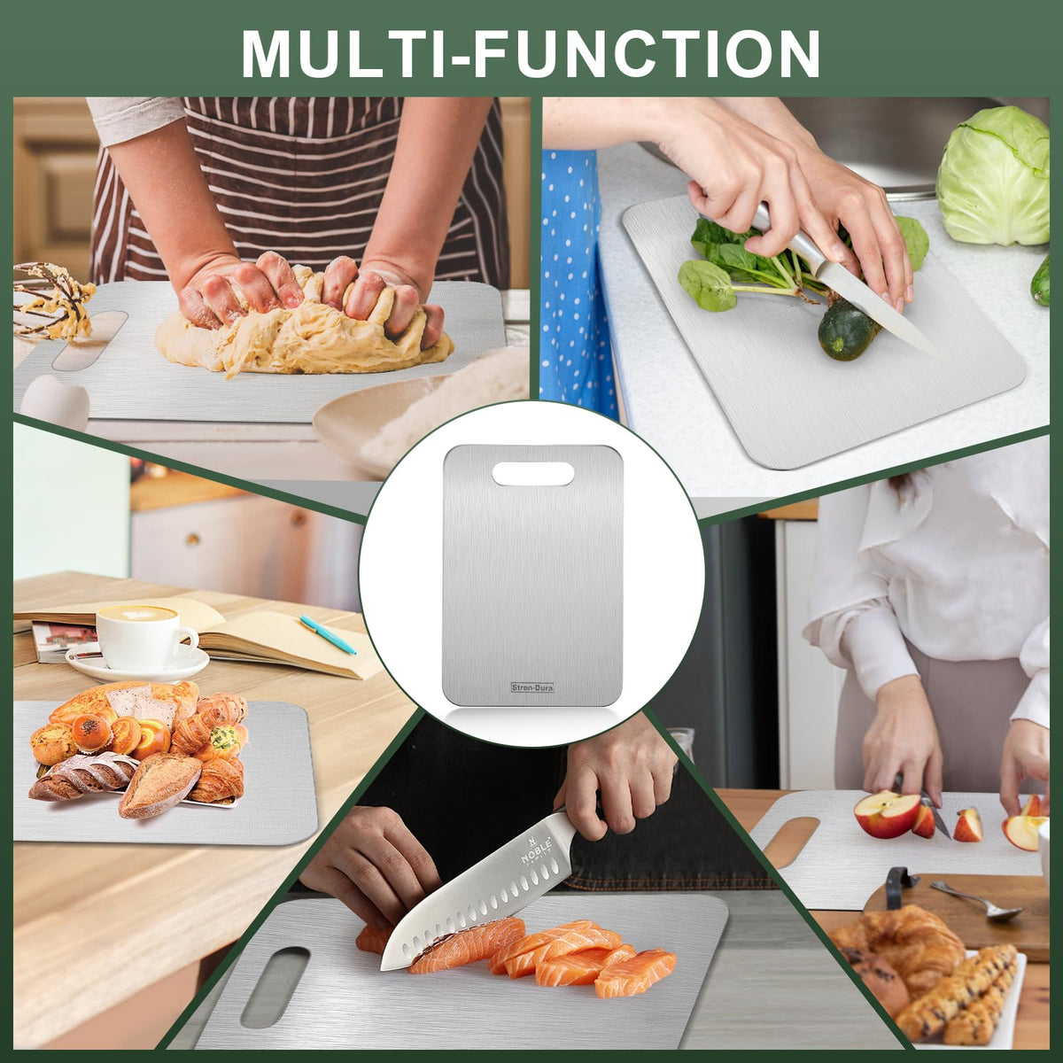 Stron-Dura cutting board on meat side for clean, odor-free slicing