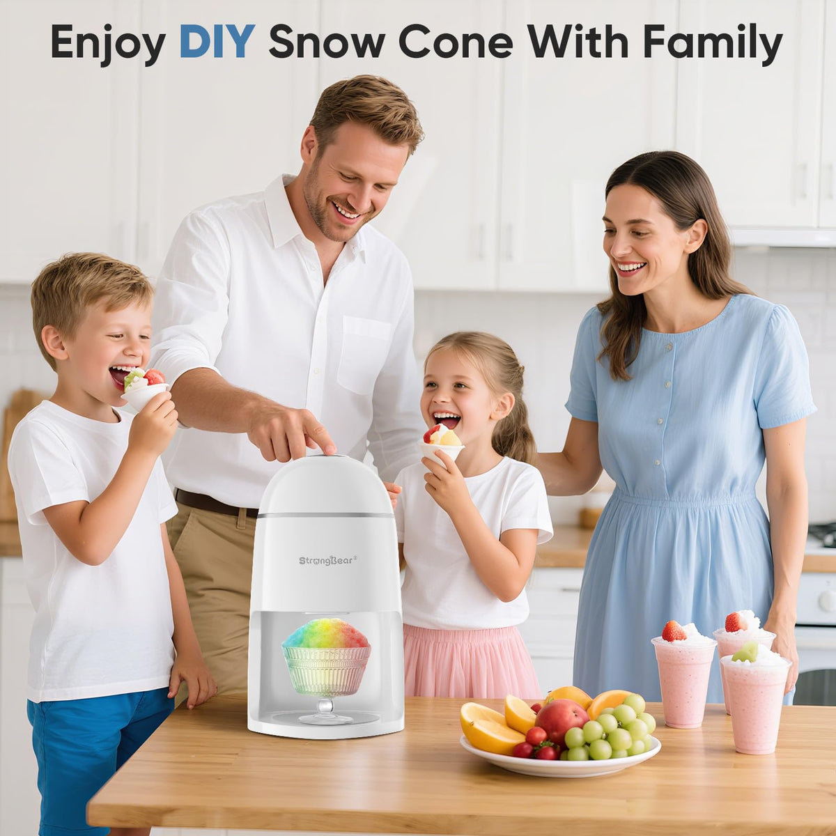 StrongBear snow cone machine ready for birthdays, BBQs, or house warmings
