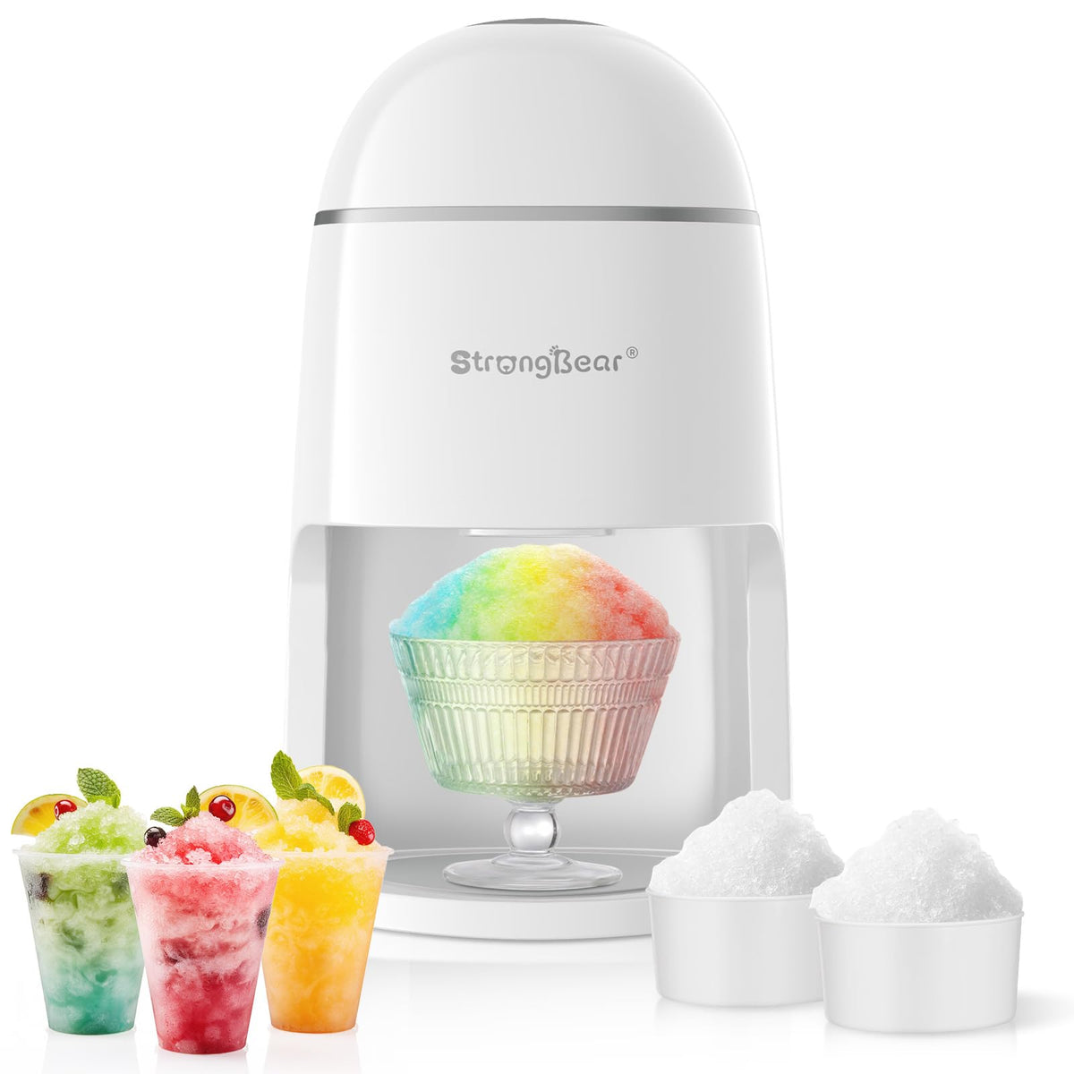 StrongBear snow cone machine front view for easy home use and quick shaved ice