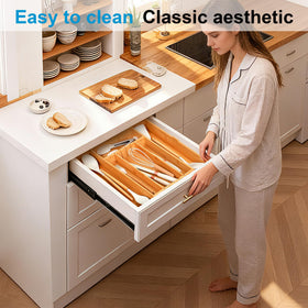 STS SELECTED bamboo organizer placed on counter for office or workshop storage.