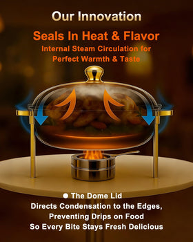 Sturdon chafing dish round with dome lid 7.5qt capacity for extra servings