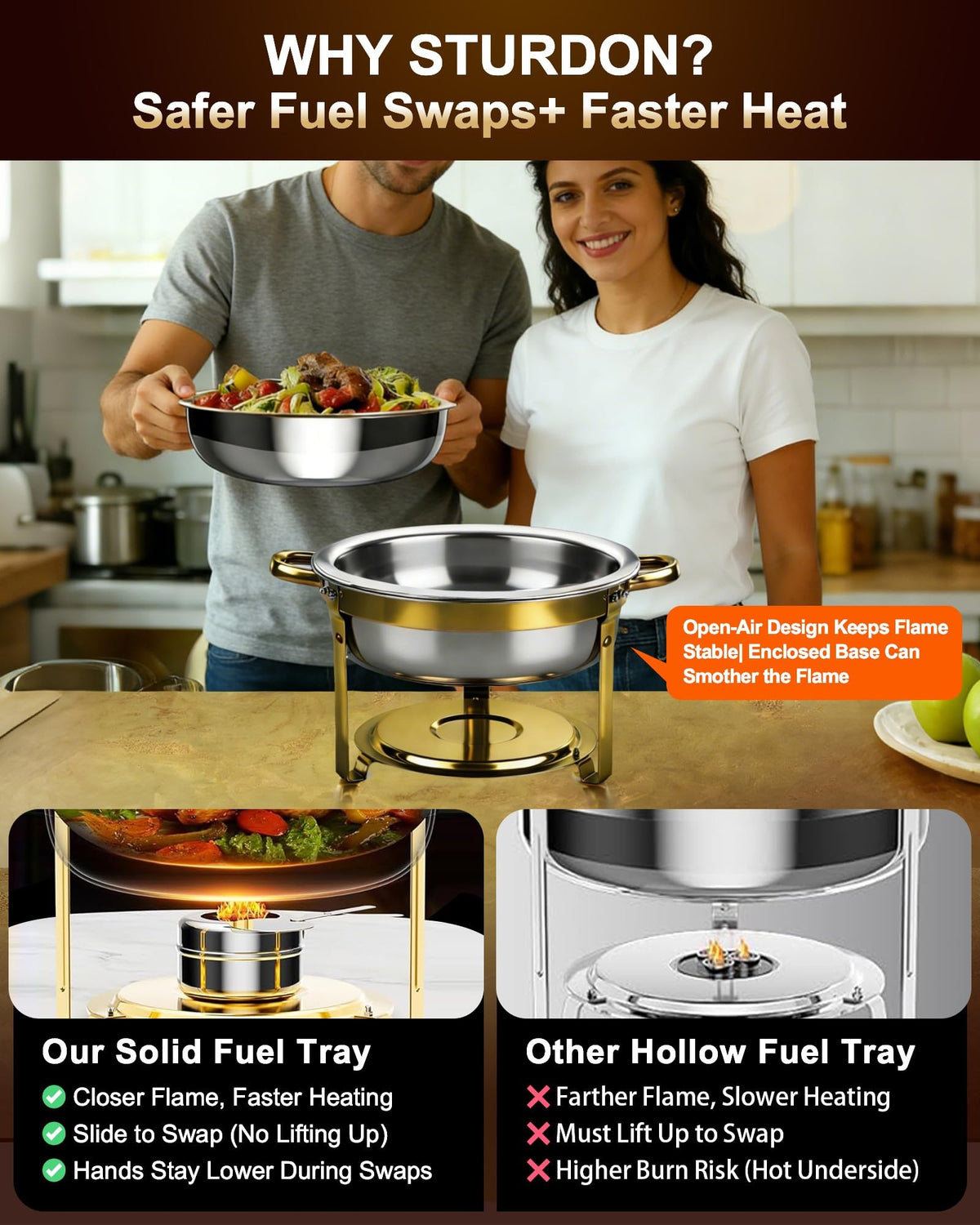 Sturdon chafing dish 9.4-inch tongs for easy serving