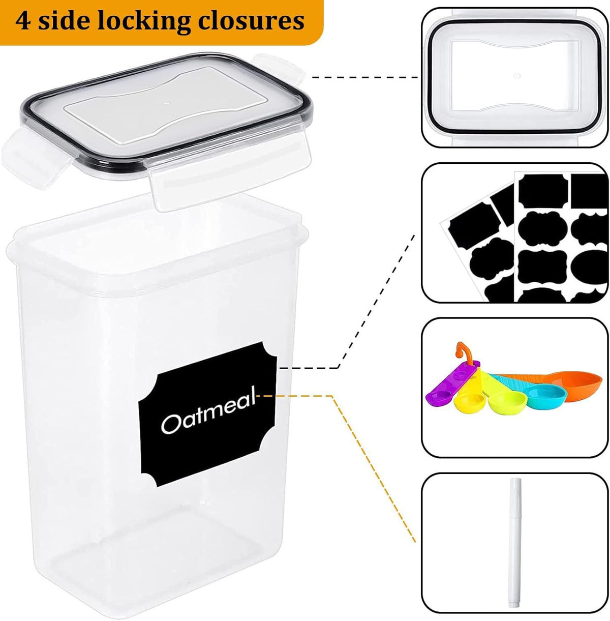 Stusgo silicone-seal locking lids ensure leak-proof storage for pasta and snacks.