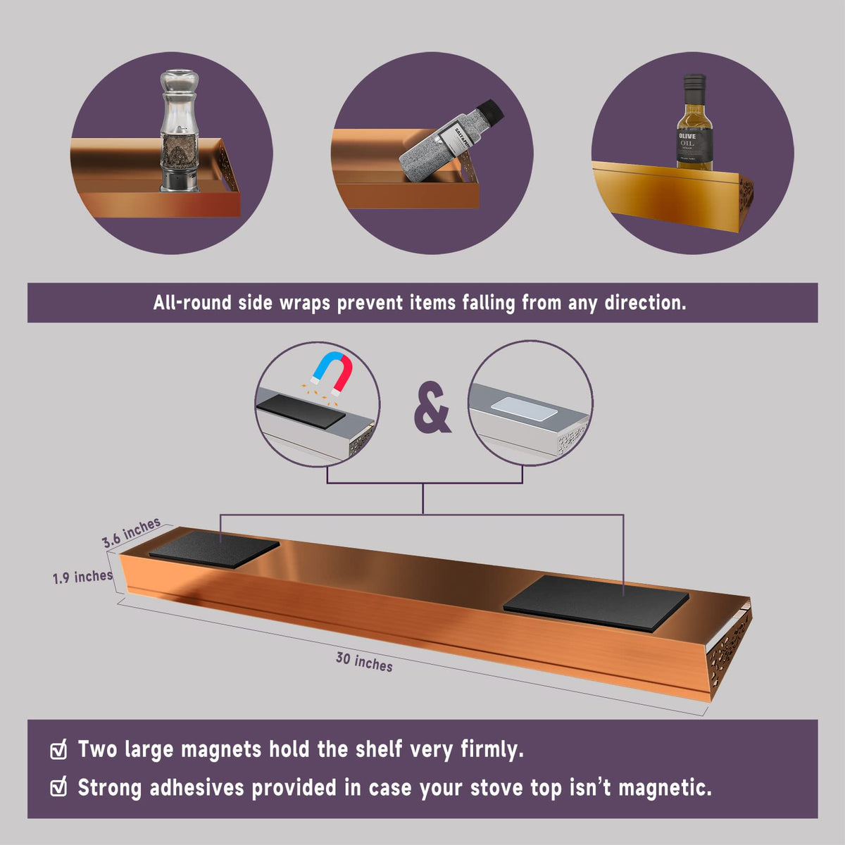 STUTOV easy-clean side wrap detail on stainless steel shelf