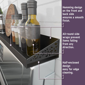 STUTOV orchid-pattern side wrap adds décor and prevents items from slipping.