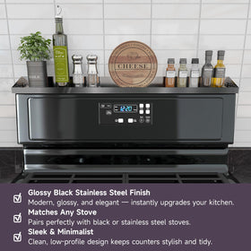 Stutov stove top spice rack on the surface for easy reach during cooking.