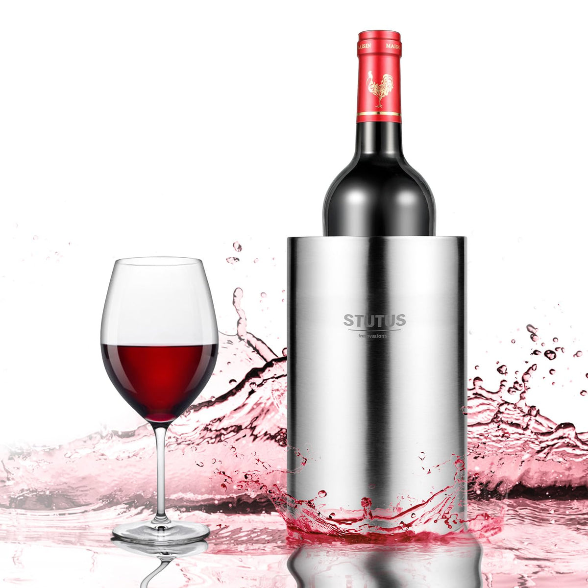STUTUS INNOVATIONS large-bottle friendly chiller bucket fits most wine and champagne bottles.