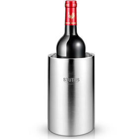 STUTUS INNOVATIONS wine chiller bucket double-wall keeps drinks cool with no exterior condensation.