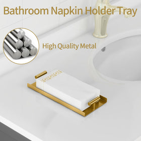 STWWO guest napkin holder on a tray for elegant guest space organization.