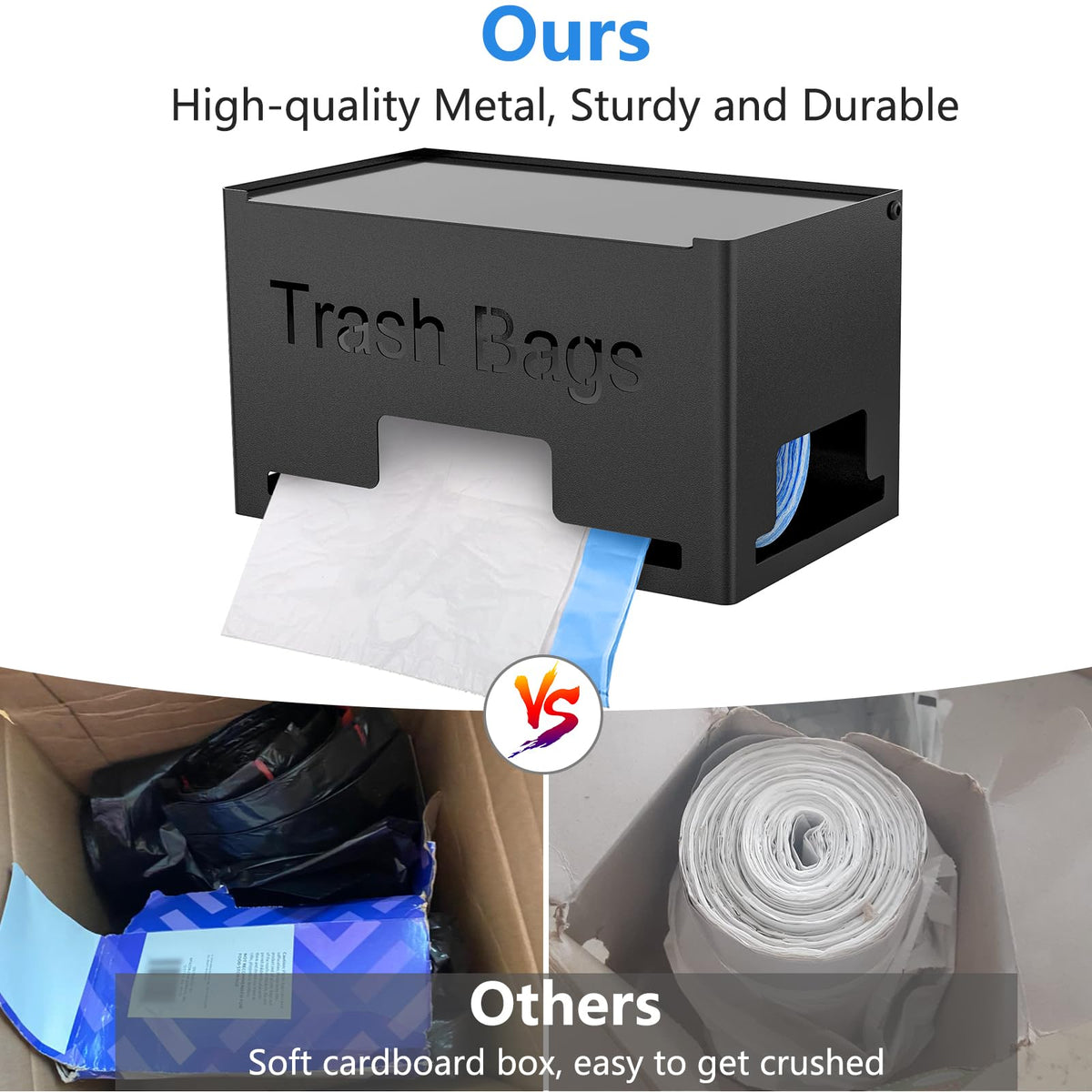 STWWO large trash bag holder freestanding on countertop offers flexible placement.