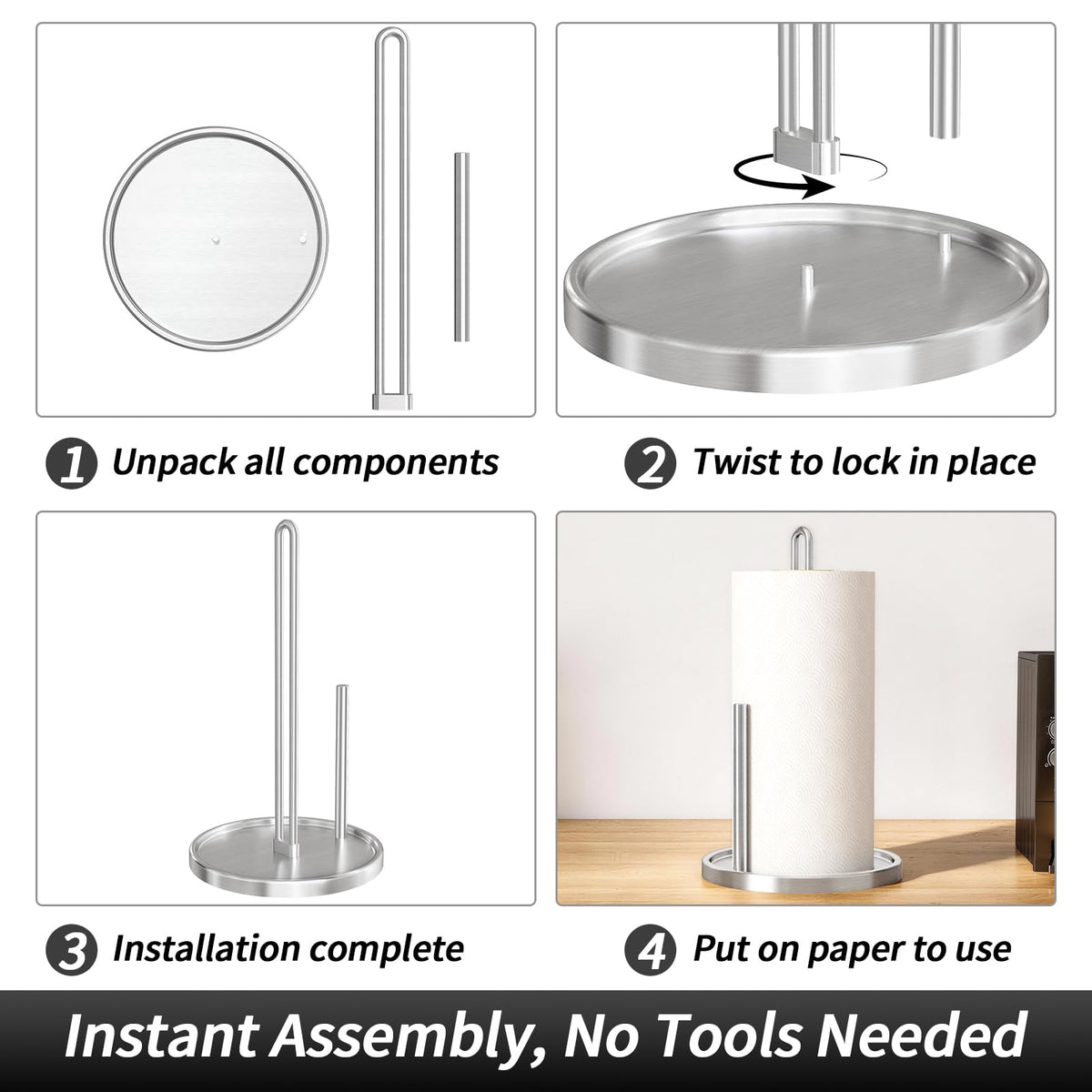 STWWO paper towel holder non-slip silicone pad protects surfaces during use