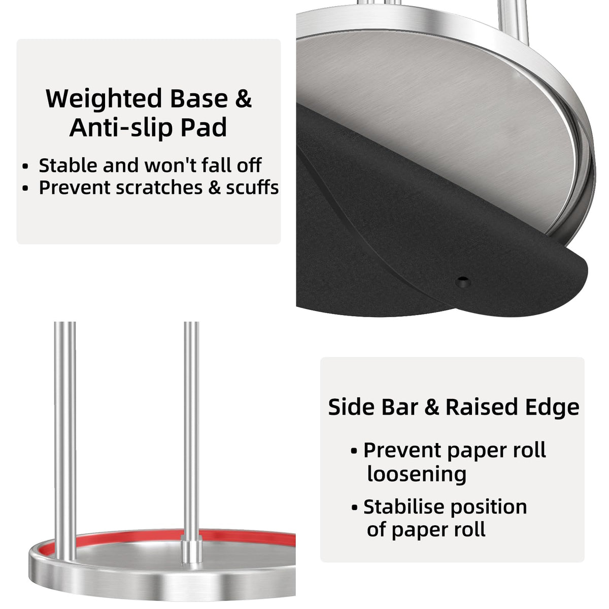 STWWO paper towel holder uses a corrosion-resistant stainless steel core