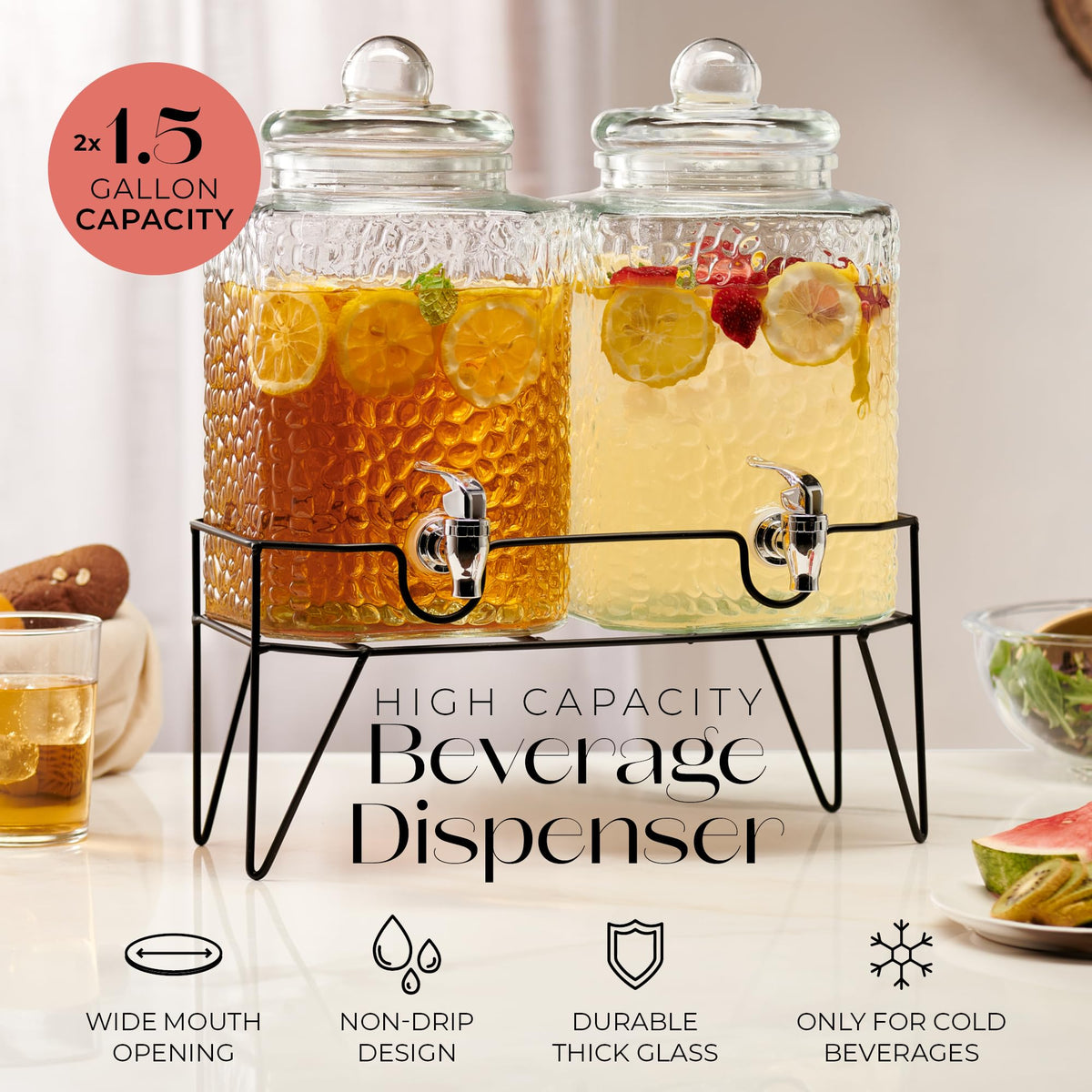 Style Setter thick crystal glass for durable, repeated entertaining without dulling clarity.