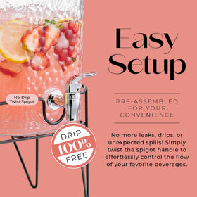 Style Setter elevated stand keeps spouts away from the table edge for easy pouring.