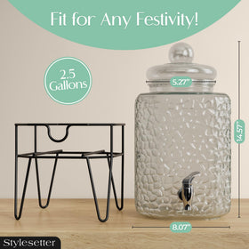 Style Setter elevated stand supports comfortable pouring and tidy setup.