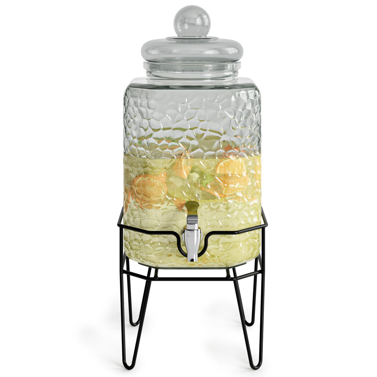 Style Setter premium glass dispenser on a sturdy stand for elevated, spill-free serving.
