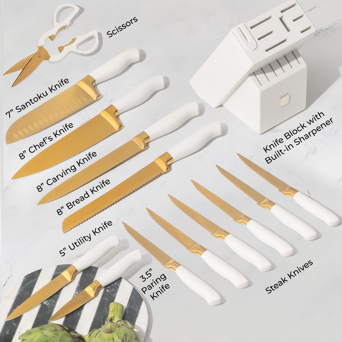 STYLED SETTINGS 14-piece knife set covers everyday prep and dining tasks